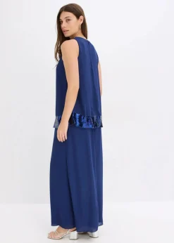 bonprix Festliche Mode|Kleider^Maxikleid aus feinem Georgette mit Pailletten mitternachtsblau