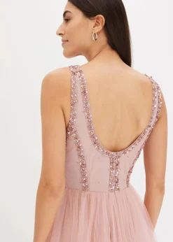 bonprix Kleider|Festliche Mode^Maxikleid aus feinem Tüll mit Paillettenstickerei rosa