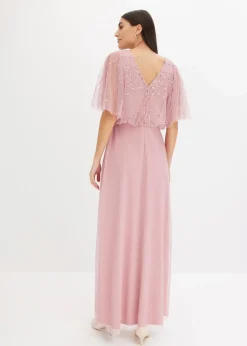 bonprix Bekleidung·Pullover & Strickjacken|Festliche Mode^Maxikleid aus feinem Tüll mit Paillettenstickerei pink