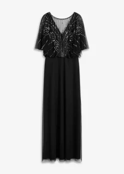 bonprix Kleider|Festliche Mode^Maxikleid aus feinem Tüll mit Paillettenstickerei schwarz