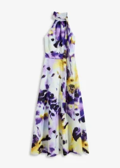 bonprix Bekleidung·Pullover & Strickjacken|Festliche Mode^Maxikleid aus fester Scuba-Qualität hellblau/lila bedruckt