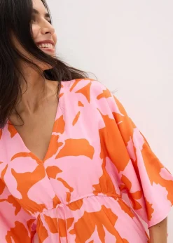 bonprix Bekleidung·Pullover & Strickjacken|Kleider^Maxikleid aus fließendem Satin flieder/orange floral