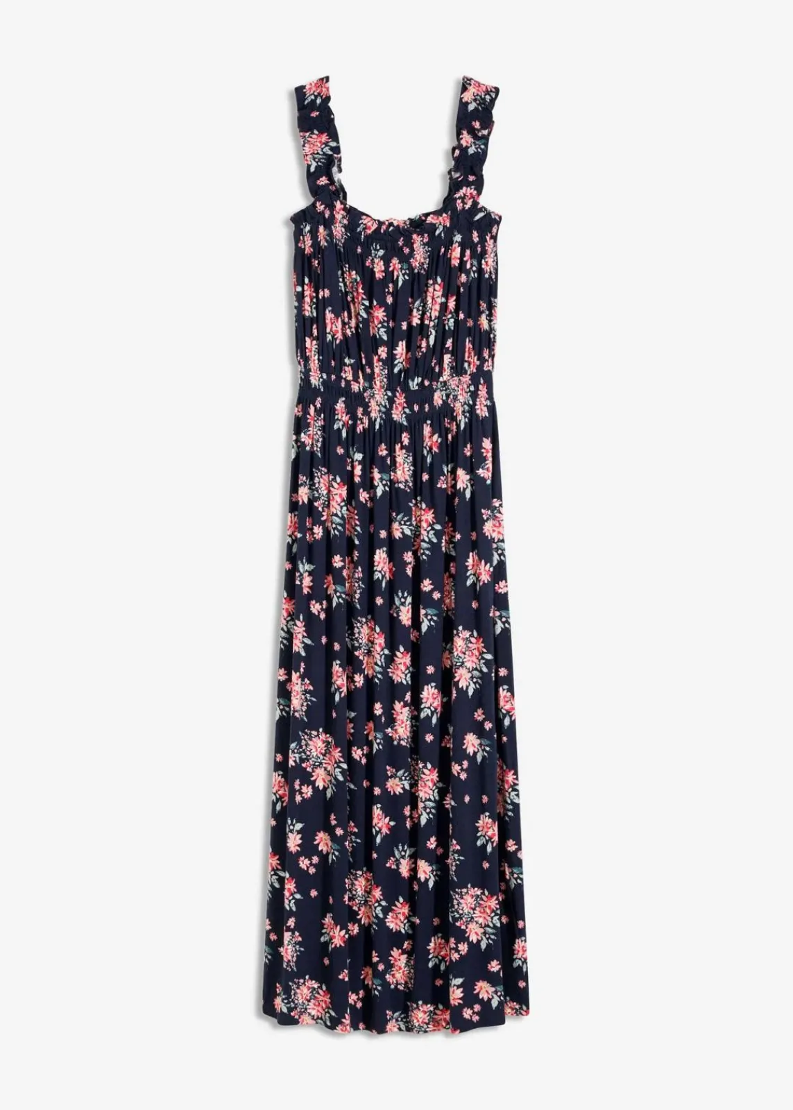 bonprix Nachhaltigere Materialien|Kleider^Maxikleid aus fließendem Viskose-Mix dunkelblau geblümt
