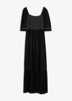 bonprix Bekleidung·Pullover & Strickjacken|Kleider^Maxikleid aus fließendem Viskose-Mix schwarz