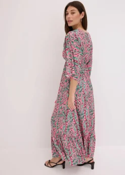 bonprix Kleider^Maxikleid aus fließender Viskose pink/türkis bedruckt