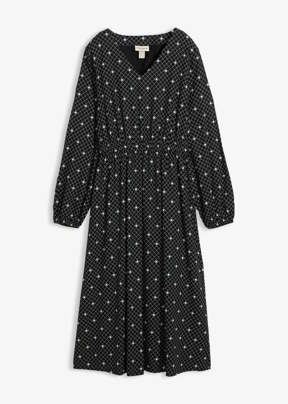 bonprix Kleider^Maxikleid aus fließender Viskose schwarz/weiß gepunktet