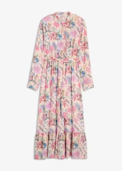 bonprix Kleider|Nachhaltigere Materialien^Maxikleid aus fließender Viskose pink geblümt
