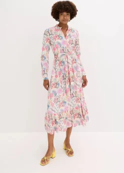 bonprix Kleider|Nachhaltigere Materialien^Maxikleid aus fließender Viskose pink geblümt