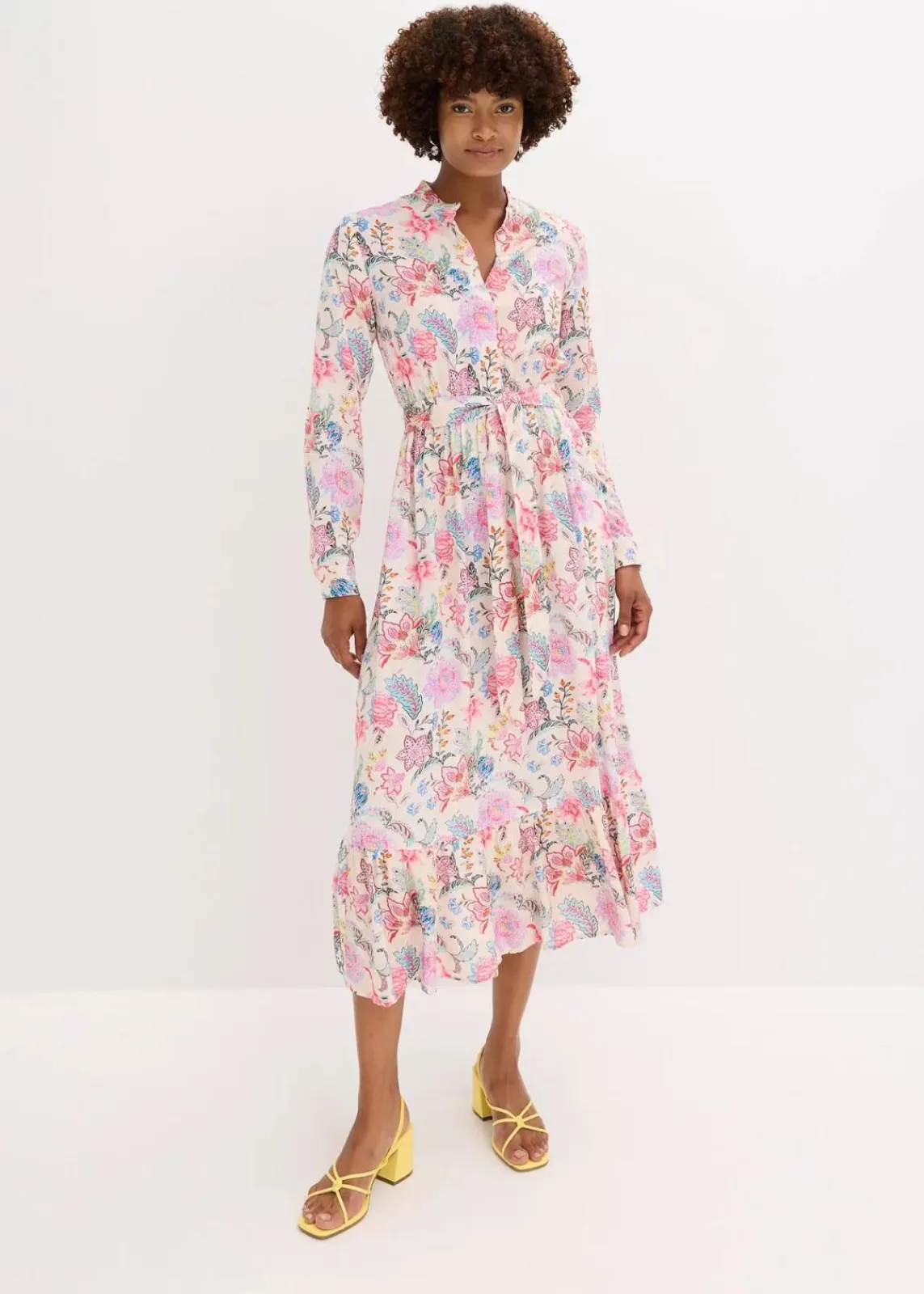 bonprix Kleider|Nachhaltigere Materialien^Maxikleid aus fließender Viskose pink geblümt