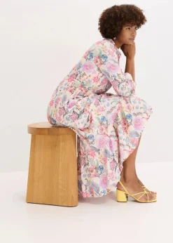 bonprix Kleider|Nachhaltigere Materialien^Maxikleid aus fließender Viskose pink geblümt