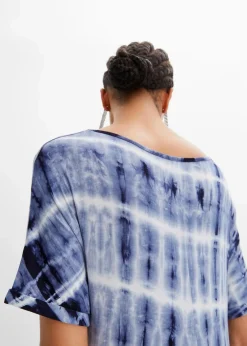 bonprix Bekleidung·Pullover & Strickjacken|Kleider^Maxikleid aus fließender Viskose blau/weiß bedruckt