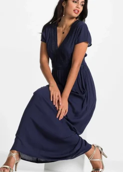 bonprix Kleider|Nachhaltigere Materialien^Maxikleid aus fließender Viskose dunkelblau