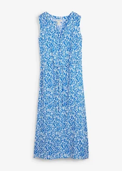 bonprix Nachhaltigere Materialien|Kleider^Maxikleid aus fließender Viskose azurblau/wollweiß