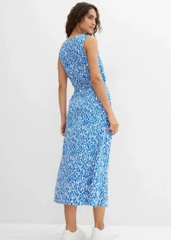 bonprix Nachhaltigere Materialien|Kleider^Maxikleid aus fließender Viskose azurblau/wollweiß