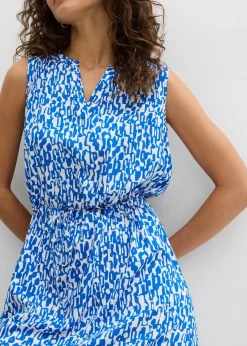 bonprix Nachhaltigere Materialien|Kleider^Maxikleid aus fließender Viskose azurblau/wollweiß