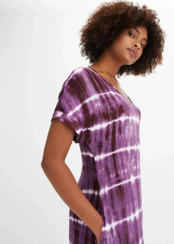bonprix Nachhaltigere Materialien|Kleider^Maxikleid aus fließender Viskose lila/weiß bedruckt