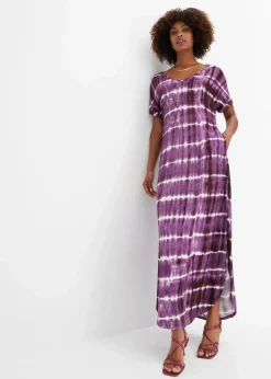 bonprix Nachhaltigere Materialien|Kleider^Maxikleid aus fließender Viskose lila/weiß bedruckt