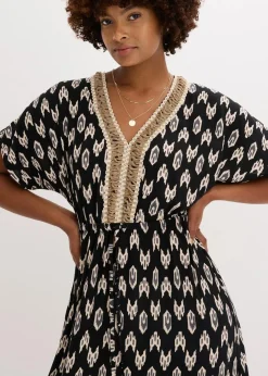bonprix Kleider|Bekleidung·Pullover & Strickjacken^Maxikleid aus fließender Viskose schwarz bedruckt
