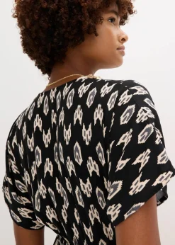 bonprix Kleider|Bekleidung·Pullover & Strickjacken^Maxikleid aus fließender Viskose schwarz bedruckt