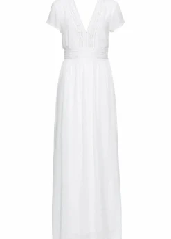 bonprix Nachhaltigere Materialien|Kleider^Maxikleid aus fließender Viskose wollweiß