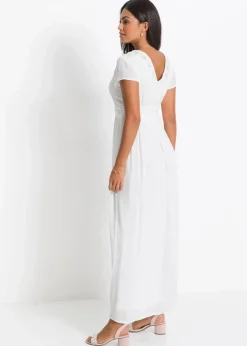 bonprix Nachhaltigere Materialien|Kleider^Maxikleid aus fließender Viskose wollweiß