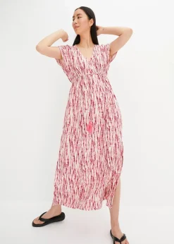 bonprix Bekleidung·Pullover & Strickjacken|Kleider^Maxikleid aus fließender Viskose violett/natur bedruckt