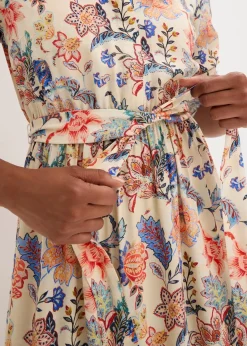 bonprix Nachhaltigere Materialien|Kleider^Maxikleid aus fließender Viskose beige/blau/braun geblümt