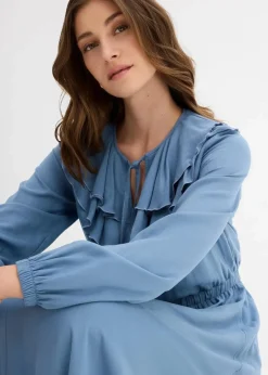 bonprix Bekleidung·Pullover & Strickjacken|Kleider^Maxikleid aus fließender Viskose wellenblau