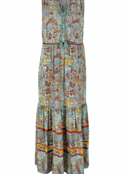 bonprix Bekleidung·Pullover & Strickjacken|Kleider^Maxikleid aus fließender Viskose seegrün floral