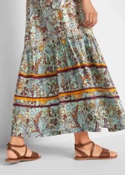 bonprix Bekleidung·Pullover & Strickjacken|Kleider^Maxikleid aus fließender Viskose seegrün floral