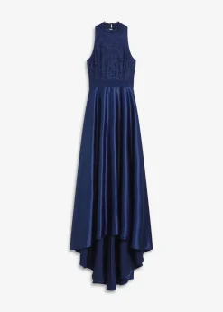 bonprix Bekleidung·Pullover & Strickjacken|Festliche Mode^Maxikleid aus glänzendem Satin mit Spitze mitternachtsblau