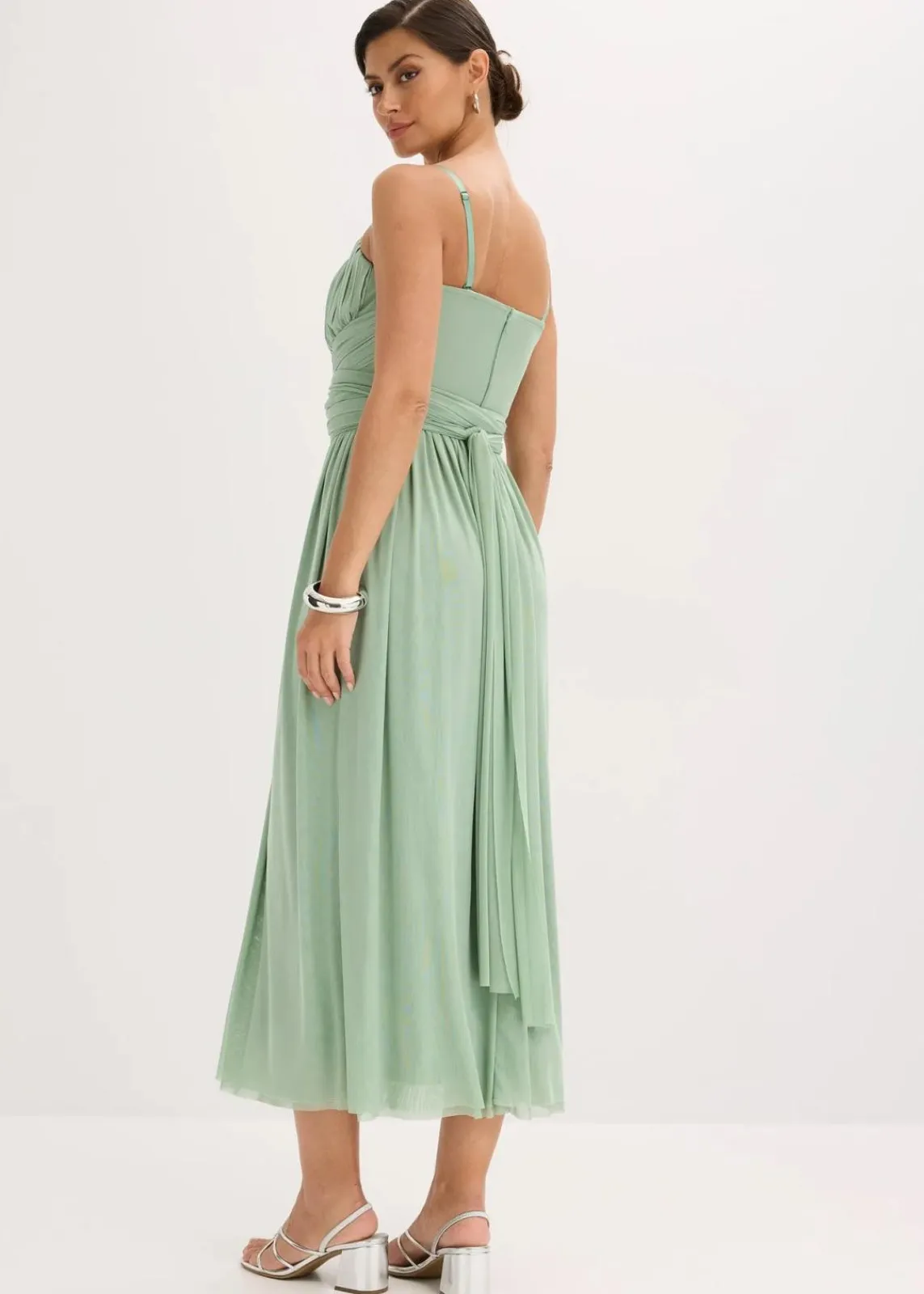 bonprix Festliche Mode|Kleider^Maxikleid aus Mesh mit Tragevarianten pastellgrün