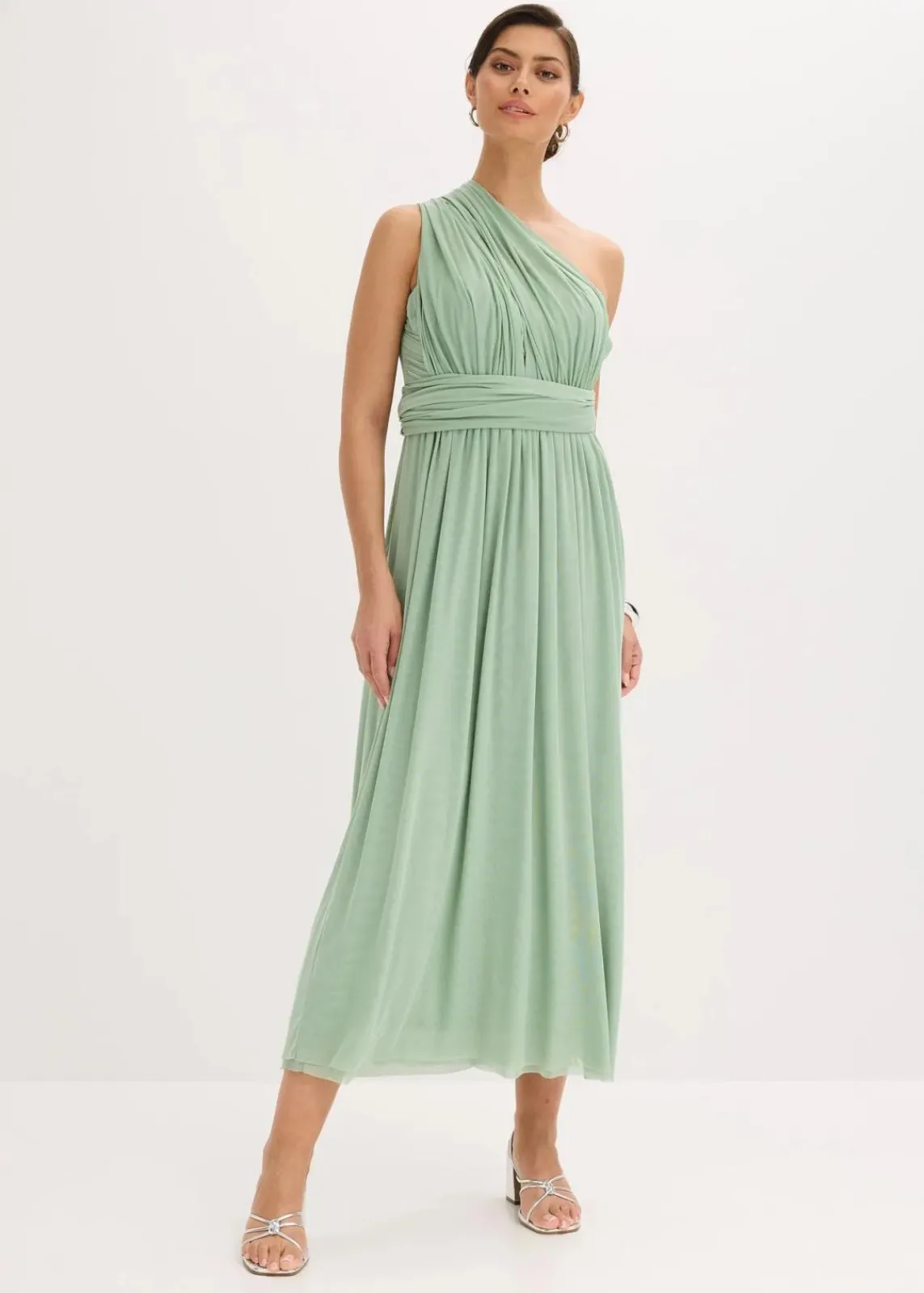 bonprix Festliche Mode|Kleider^Maxikleid aus Mesh mit Tragevarianten pastellgrün