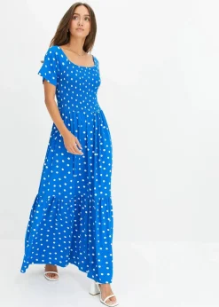 bonprix Nachhaltigere Materialien|Kleider^Maxikleid aus nachhaltiger Viskose blau gepunktet