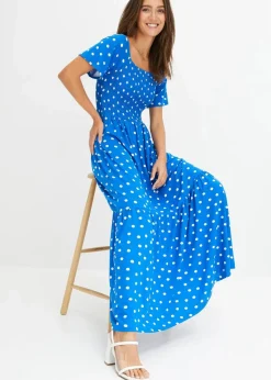 bonprix Nachhaltigere Materialien|Kleider^Maxikleid aus nachhaltiger Viskose blau gepunktet