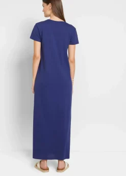 bonprix Bekleidung·Pullover & Strickjacken|Kleider^Maxikleid aus reiner Baumwolle mitternachtsblau