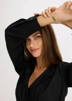bonprix Nachhaltigere Materialien|Bekleidung·Pullover & Strickjacken^Maxikleid aus reiner Viskose schwarz