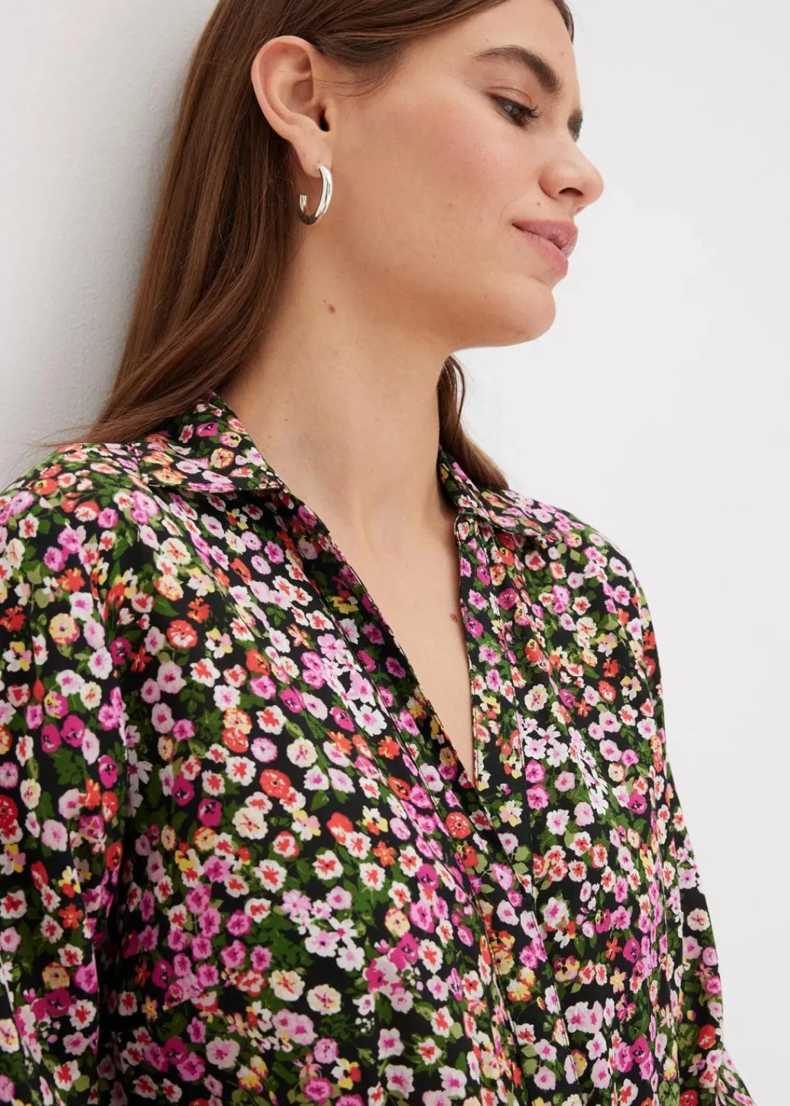 bonprix Nachhaltigere Materialien|Bekleidung·Pullover & Strickjacken^Maxikleid aus reiner Viskose pink/hellgrün geblümt
