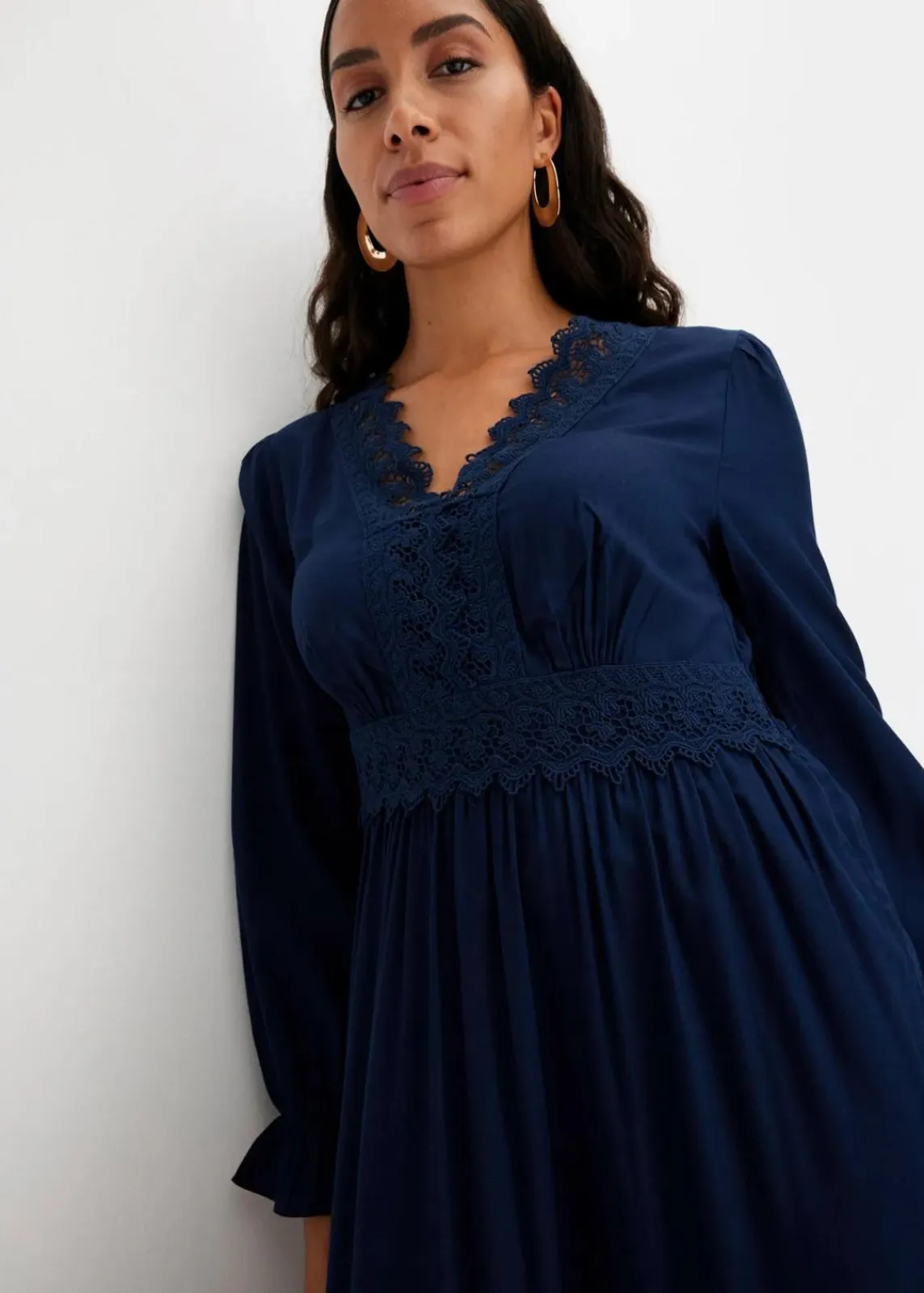 bonprix Kleider|Bekleidung·Pullover & Strickjacken^Maxikleid aus reiner Viskose dunkelblau