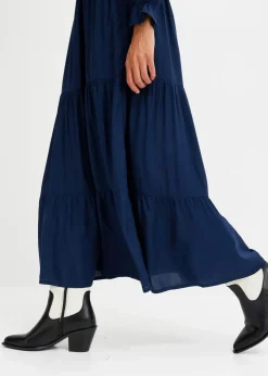 bonprix Kleider|Bekleidung·Pullover & Strickjacken^Maxikleid aus reiner Viskose dunkelblau