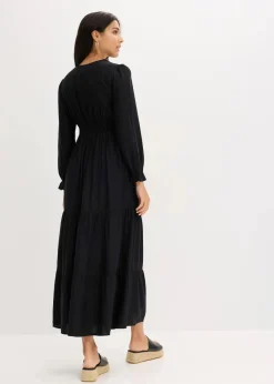 bonprix Bekleidung·Pullover & Strickjacken|Kleider^Maxikleid aus reiner Viskose schwarz