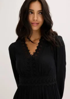 bonprix Bekleidung·Pullover & Strickjacken|Kleider^Maxikleid aus reiner Viskose schwarz