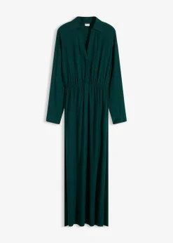 bonprix Bekleidung·Pullover & Strickjacken|Nachhaltigere Materialien^Maxikleid aus reiner Viskose tiefgrün