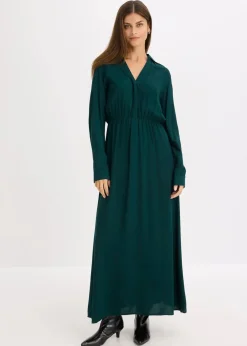 bonprix Bekleidung·Pullover & Strickjacken|Nachhaltigere Materialien^Maxikleid aus reiner Viskose tiefgrün