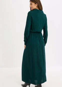 bonprix Bekleidung·Pullover & Strickjacken|Nachhaltigere Materialien^Maxikleid aus reiner Viskose tiefgrün