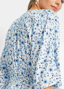 bonprix Bekleidung·Pullover & Strickjacken|Kleider^Maxikleid aus reiner Viskose blau geblümt