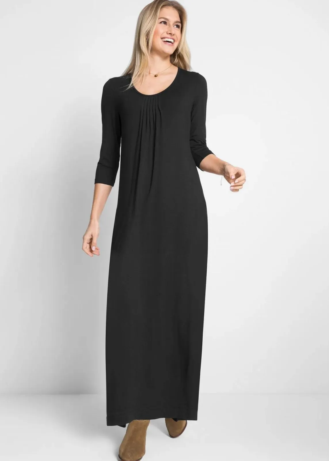 bonprix Bekleidung·Pullover & Strickjacken|Kleider^Maxikleid aus Viskose schwarz