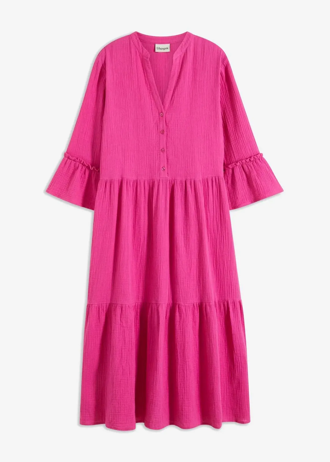 bonprix Kleider|Bekleidung·Pullover & Strickjacken^Maxikleid aus weichem Musselin fuchsia