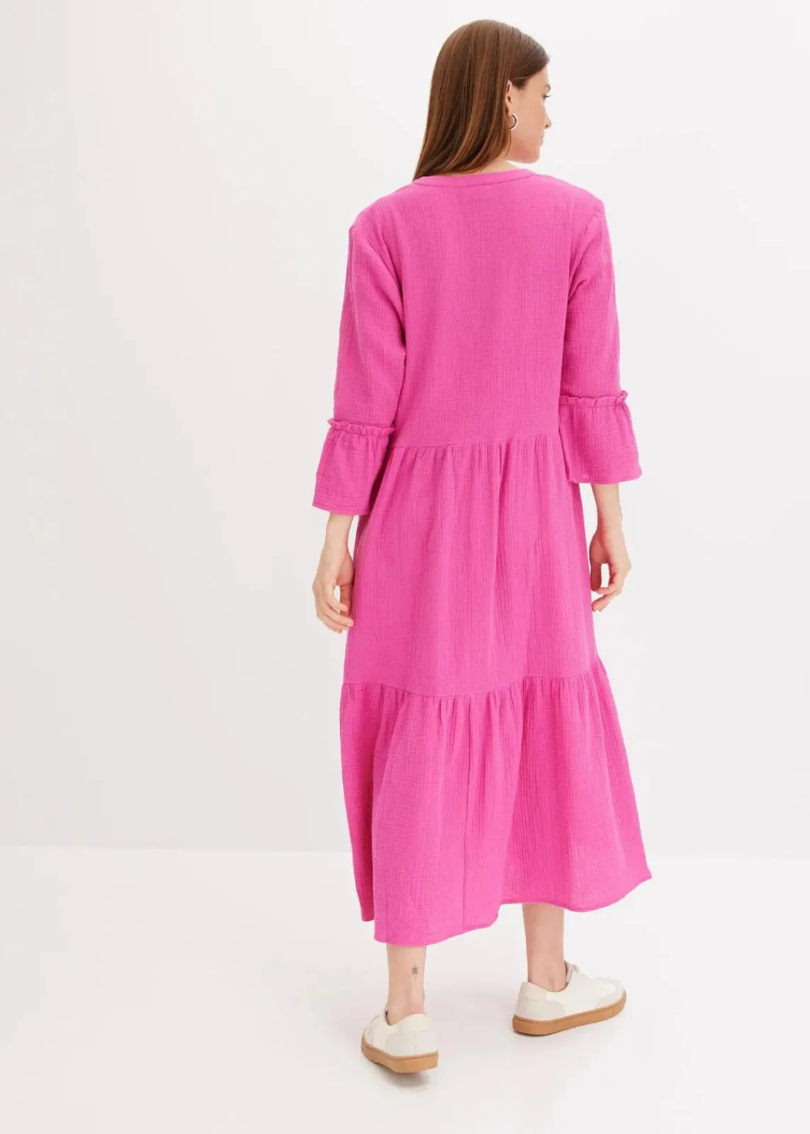 bonprix Kleider|Bekleidung·Pullover & Strickjacken^Maxikleid aus weichem Musselin fuchsia