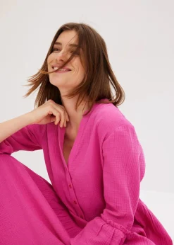 bonprix Kleider|Bekleidung·Pullover & Strickjacken^Maxikleid aus weichem Musselin fuchsia
